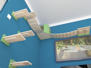 Cat Wall Shelf Corner Box Bridge Platform - WideBridge CornerBox Bundle - Scratchy Things Premium Pet Furniture