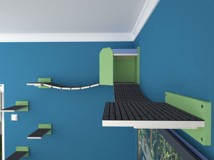 Cat Wall Shelf Corner Box Bridge Platform - WideBridge CornerBox Bundle - Scratchy Things Premium Pet Furniture