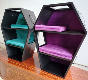 Big Cat Wall Shelf Bed Box Halloween - Wally Vampurrra - Left Side Exit - Scratchy Things Premium Pet Furniture