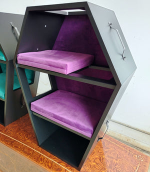 Big Cat Wall Shelf Bed Box Halloween - Wally Vampurrra - Left Side Exit - Scratchy Things Premium Pet Furniture