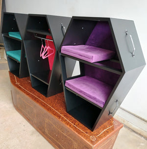 Big Cat Wall Shelf Bed Box Halloween - Wally Vampurrra - Left Side Exit - Scratchy Things Premium Pet Furniture