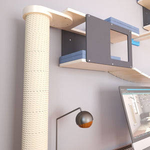 Bundle Cat Wall Scratching Climbing Pole Post Shelf - Wally WFH bundle - above desk bundle with scratching/climbing pole - Scratchy Things Premium Pet Furniture