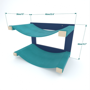 Catio Big Cat Wall Shelf Bed Cot Hammock - Catio BigCat Twin Cot - outdoor cat double hammock for large cats - Scratchy Things Premium Pet Furniture