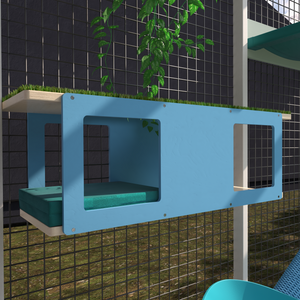 Catio Wall Shelf Tunnel Bed Perch - Catio Tunnel - outdoor cat house - Scratchy Things Premium Pet Furniture
