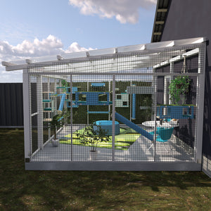 Catio Big Cat Wall Shelf Bed Perch Post Bundle - Ultimate Catio Bundle - Scratchy Things Premium Pet Furniture