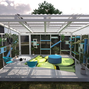 Catio Big Cat Wall Shelf Bed Perch Post Bundle - Ultimate Catio Bundle - Scratchy Things Premium Pet Furniture