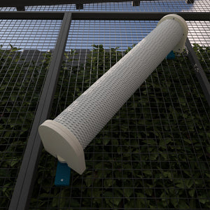 Outdoor scratching tree for cats. Durable and made to last. You can pick accent and base colors and colors for the rope.