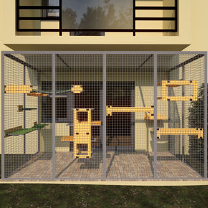 Catio Outdoor Cat Wall Shelf Bed Perch - BigCat Yellow Lounge Bundle - Scratchy Things Premium Pet Furniture