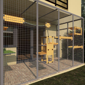 Catio Outdoor Cat Wall Shelf Bed Perch - BigCat Yellow Lounge Bundle - Scratchy Things Premium Pet Furniture