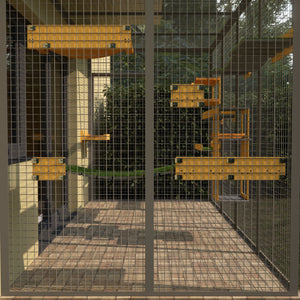 Catio Outdoor Cat Wall Shelf Bed Perch - BigCat Yellow Lounge Bundle - Scratchy Things Premium Pet Furniture