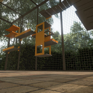 Catio Outdoor Cat Wall Shelf Bed Perch - BigCat Yellow Lounge Bundle - Scratchy Things Premium Pet Furniture