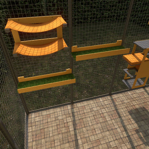 Catio Outdoor Cat Wall Shelf Bed Perch - BigCat Yellow Lounge Bundle - Scratchy Things Premium Pet Furniture