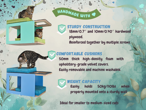 Cat Wall Shelf Bed Corner Tunnel Bundle - Wally CornerTunnel 3-pack - Scratchy Things Premium Pet Furniture