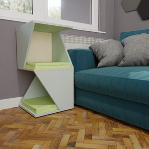 Cat Side Table Double Bed Corner Box - Floory Sharp Tower - Scratchy Things Premium Pet Furniture