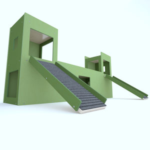 Rabbit House Box Tunnel Castle Fortress - Nibbler Big Castle - ideal for large and giant bunnies - Scratchy Things Premium Pet Furniture