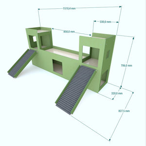 Rabbit House Box Tunnel Castle Fortress - Nibbler Big Castle - ideal for large and giant bunnies - Scratchy Things Premium Pet Furniture