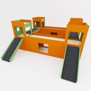 Rabbit House Box Tunnel Castle Fortress - Nibbler Town - Scratchy Things Premium Pet Furniture