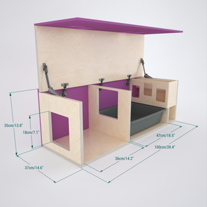 Rabbit House Box Tunnel Castle Fortress - Nibbler Longhouse - Scratchy Things Premium Pet Furniture