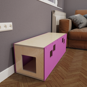 Rabbit House Box Tunnel Castle Fortress - Nibbler Longhouse - Scratchy Things Premium Pet Furniture