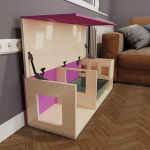 Rabbit House Box Tunnel Castle Fortress - Nibbler Longhouse - Scratchy Things Premium Pet Furniture