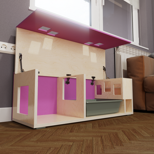 Rabbit House Box Tunnel Castle Fortress - Nibbler Longhouse - Scratchy Things Premium Pet Furniture