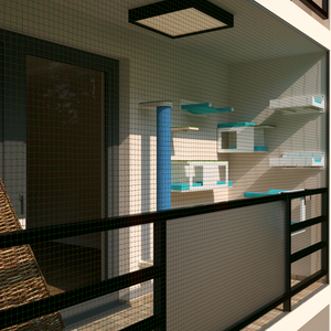 Catio Outdoor Cat Wall Shelf Bed Perch - Catio Big Balcony Bundle - set of cat shelves for an apartment balcony - Scratchy Things Premium Pet Furniture