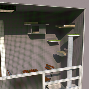 Catio Outdoor Cat Wall Shelf Bed Perch - Catio Small Balcony Bundle - set of cat shelves for an apartment balcony - Scratchy Things Premium Pet Furniture