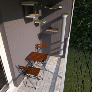 Catio Outdoor Cat Wall Shelf Bed Perch - Catio Small Balcony Bundle - set of cat shelves for an apartment balcony - Scratchy Things Premium Pet Furniture