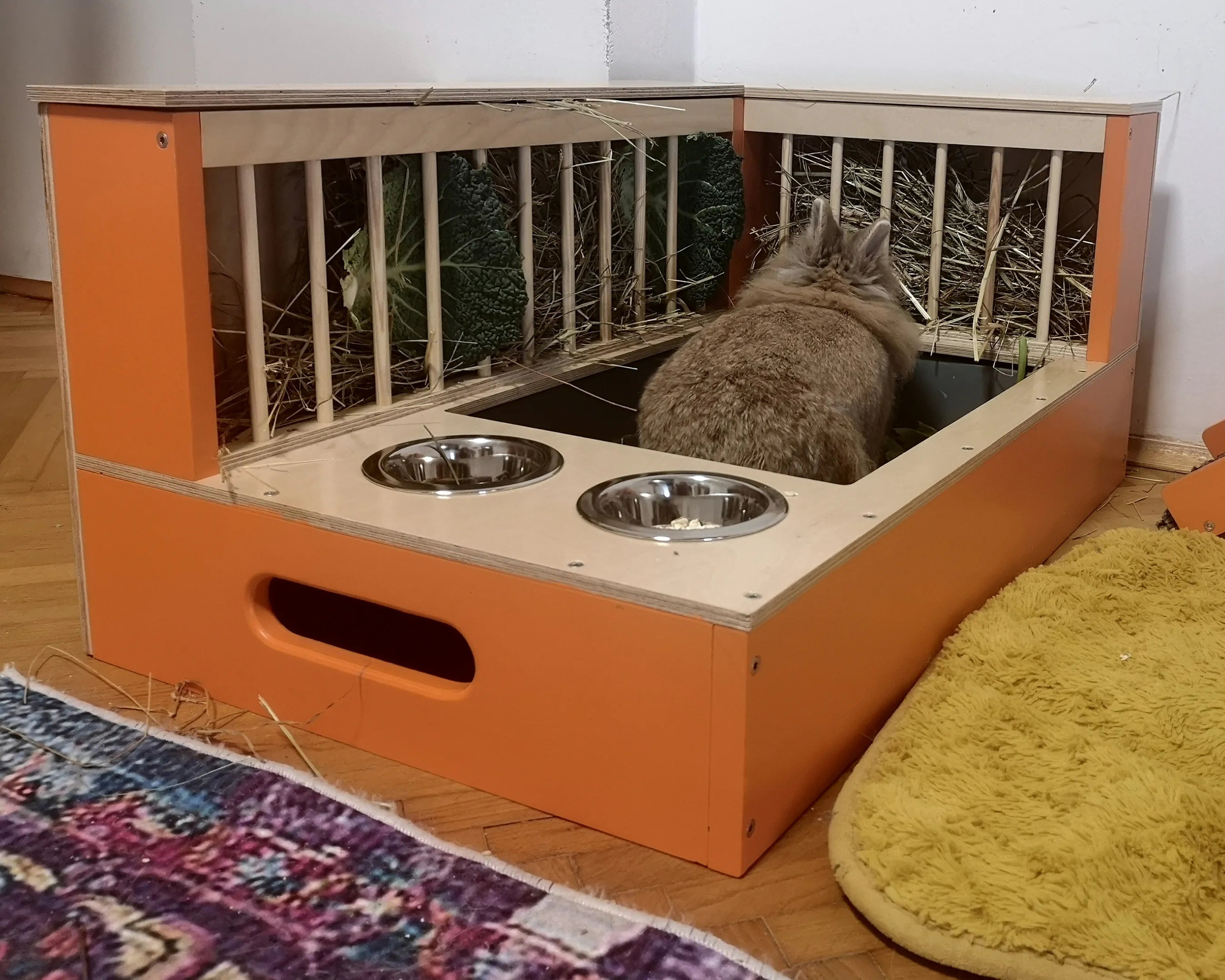 Rabbit Hay Feeder Litter box - Nibbler Combo Corner 3in1 - Scratchy Things Premium Pet Furniture