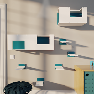 Cat Wall Shelf Step Bed Bundle - BigCat Mezzanines Bundle - Scratchy Things Premium Pet Furniture