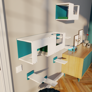 Cat Wall Shelf Step Bed Bundle - BigCat Mezzanines Bundle - Scratchy Things Premium Pet Furniture