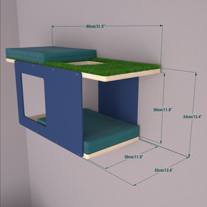 Catio Outdoor Cat Wall Shelf Bed Perch - Catio BigCat Tunnel Mini - outdoor cat house for large cats - Scratchy Things Premium Pet Furniture