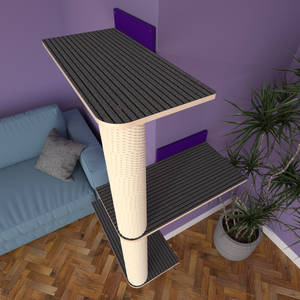 Cat Wall Scratching Pole Post Corner Shelf - Wally CornerPost - Scratchy Things Premium Pet Furniture