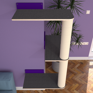 Cat Wall Scratching Pole Post Corner Shelf - Wally CornerPost - Scratchy Things Premium Pet Furniture