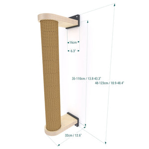 Dimensions of the cat scratching post are 32 x 16 x 50-110 cm / 12.6" x 6.3" x 19.7"- 43.3"