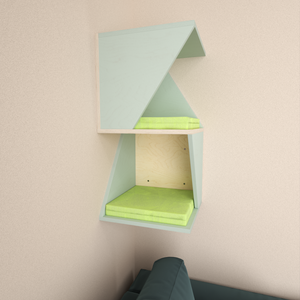 Cat Wall Shelf Bed Corner Box - Wally Sharp Tower - Scratchy Things Premium Pet Furniture