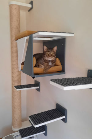 Cat Wall Shelf Bridge Bed Post Bundle - Cozy Apartment Bundle - Scratchy Things Premium Pet Furniture