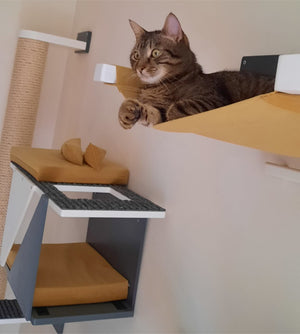 Cat Wall Shelf Bridge Bed Post Bundle - Cozy Apartment Bundle - Scratchy Things Premium Pet Furniture