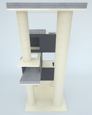 Big Cat Tower Pole Box Bed Shelf - Floory Spire - Scratchy Things Premium Pet Furniture