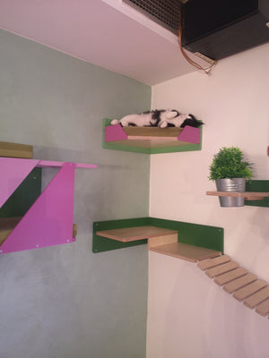 Big Cat Wall Shelf Bed - Wally BigCat Corner Plus - Scratchy Things Premium Pet Furniture