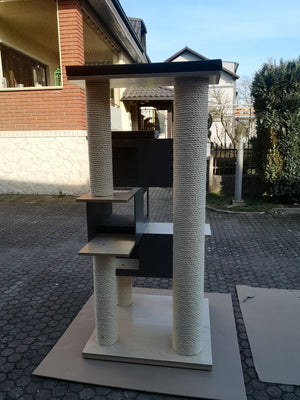 Big Cat Tower Pole Box Bed Shelf - Floory Spire - Scratchy Things Premium Pet Furniture