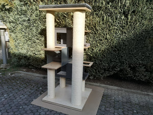 Big Cat Tower Pole Box Bed Shelf - Floory Spire - Scratchy Things Premium Pet Furniture