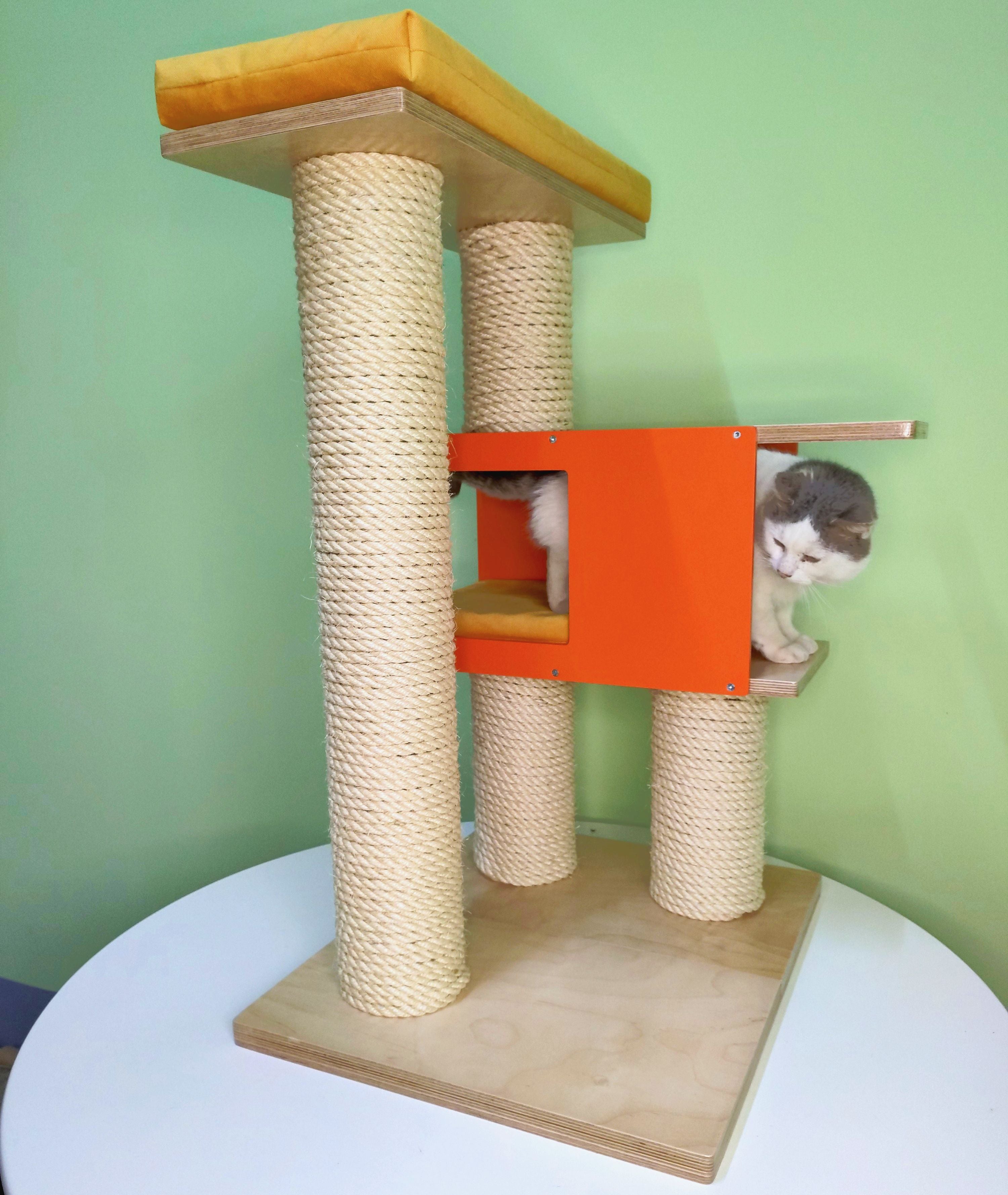 Big Cat Tower Pole Box Bed Shelf - Floory Rook - Scratchy Things Premium Pet Furniture