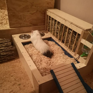 Rabbit Hay Feeder Water Litter box - Nibbler Combo 4in1 - Scratchy Things Premium Pet Furniture