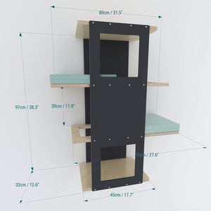 Big Cat Wall Shelf Bed Bundle - Wally BigCat Stacker Bundle - Scratchy Things Premium Pet Furniture