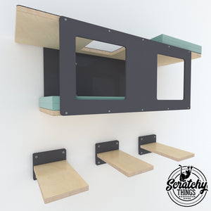 Big Cat Wall Shelf Bed Bundle - Wally BigCat Tunnel Bundle - Scratchy Things Premium Pet Furniture