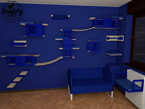 Cat Wall Shelf Bed Bundle - Blue Room Bundle - Scratchy Things Premium Pet Furniture