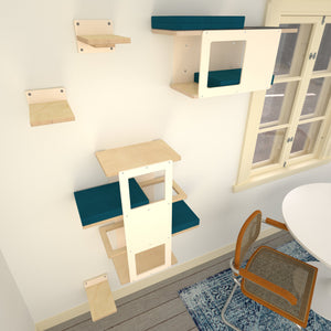 Cat Wall Shelf Bed Bundle - Crawler Climber Bundle - Scratchy Things Premium Pet Furniture