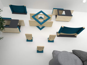 Cat Wall Shelf Bed Bundle - Gem Centered Bundle - Scratchy Things Premium Pet Furniture