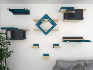 Cat Wall Shelf Bed Bundle - Gem Centered Bundle - Scratchy Things Premium Pet Furniture